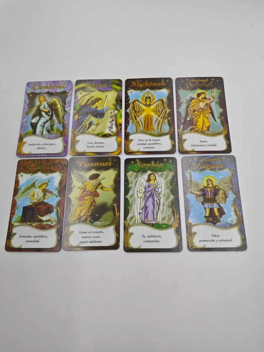 Angeles Oracle Cards Spanish Ver. 40 kártyás pakli Útikönyv jóslás Tarot kártyákkal (Baraja De Los Ángeles) árulkodó ajándék