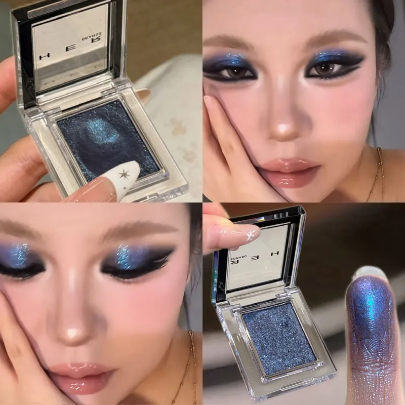Μονόχρωμη μπλε μεταλλική σκιά ματιών Diamond Glitter Green Eye Shadow Highlighter Palette Sparkling Pearlescent Purple Eyes Makeup