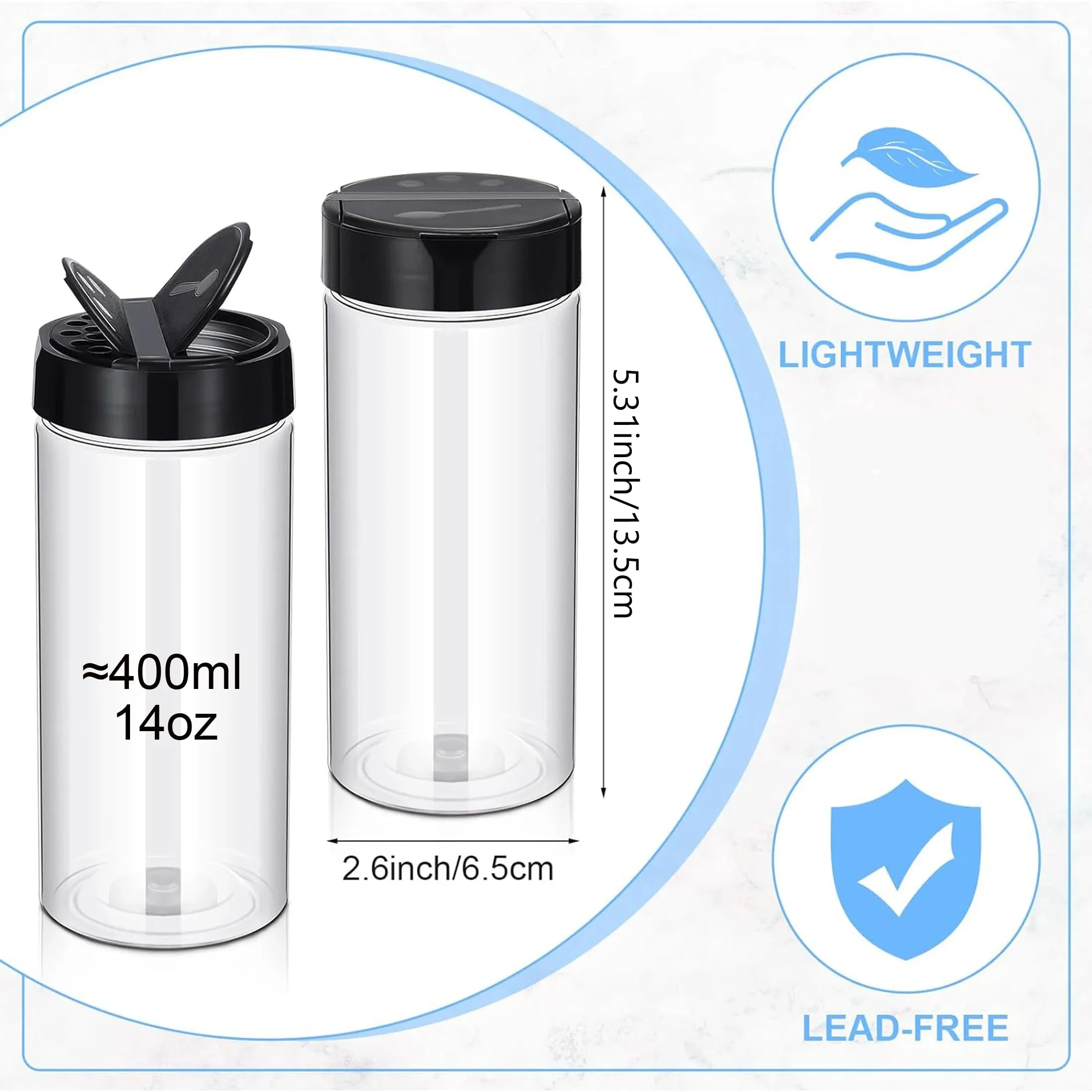 400 ml-es műanyag átlátszó fűszerdobozok shaker fedéllel fűszertartó edények konyhához és grillezéshez