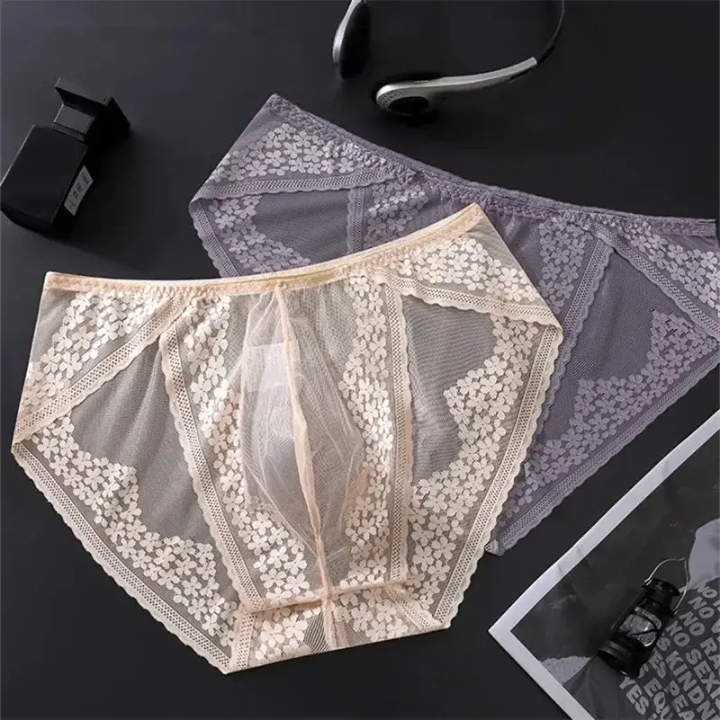 Lace Men's Underwear Ice Silk Calzoncillos Hombre 3D Convex Bag Adults 18 Plus Size Sexy Lingeries for Man Tangas Japonesa New 3256812281031515