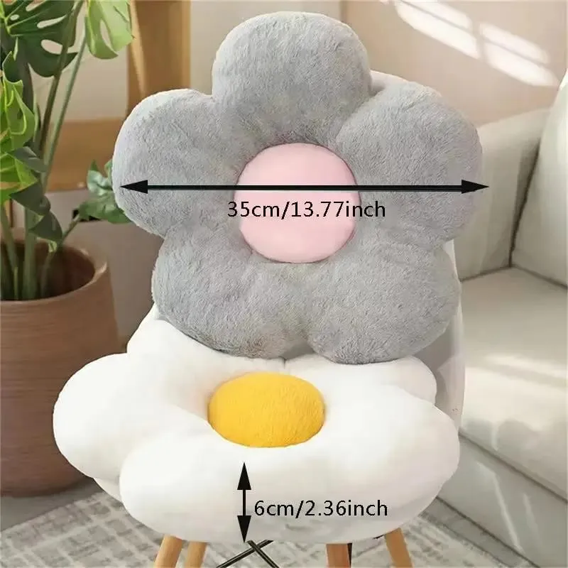 Praktikus 35 cm-es Kawaii színes virágos plüsspárna párna, puha napraforgó növényi szőnyeg, töltött kanapéágy alvó háttámla dekorációval