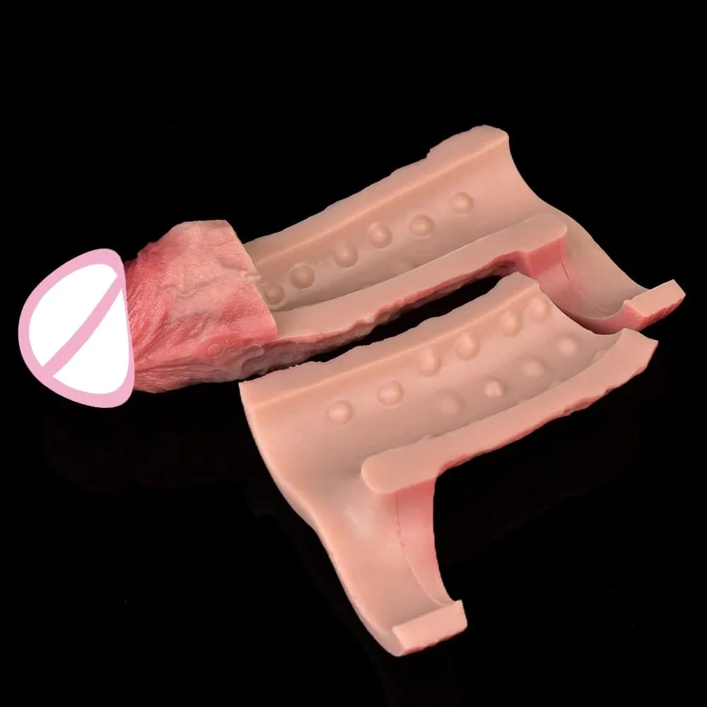 Consolador hueco realista con Control inalámbrico, funda de silicona suave para pene, condón, potenciador de pene masculino, retardante de eyaculación, Juguetes sexuales