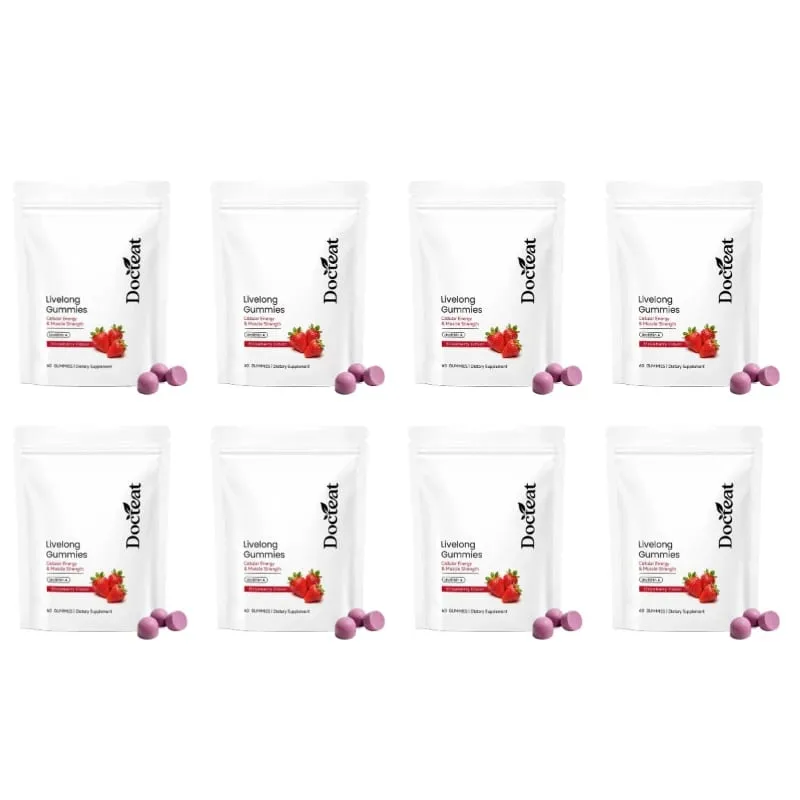 Docteat Urolithin A Gummies 500mg per Penyajian Rasa Strawberry Dukungan Kesehatan Seluler Harian 60 Gummies untuk Pria Wanita