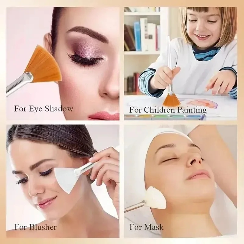 3/6/12pcs Praktikal na Facial Brushes Fan Shape Brush Flat Head Face Mask Applicator Soft Portable Mask Brushes Mga Cosmetic Tool — image 6