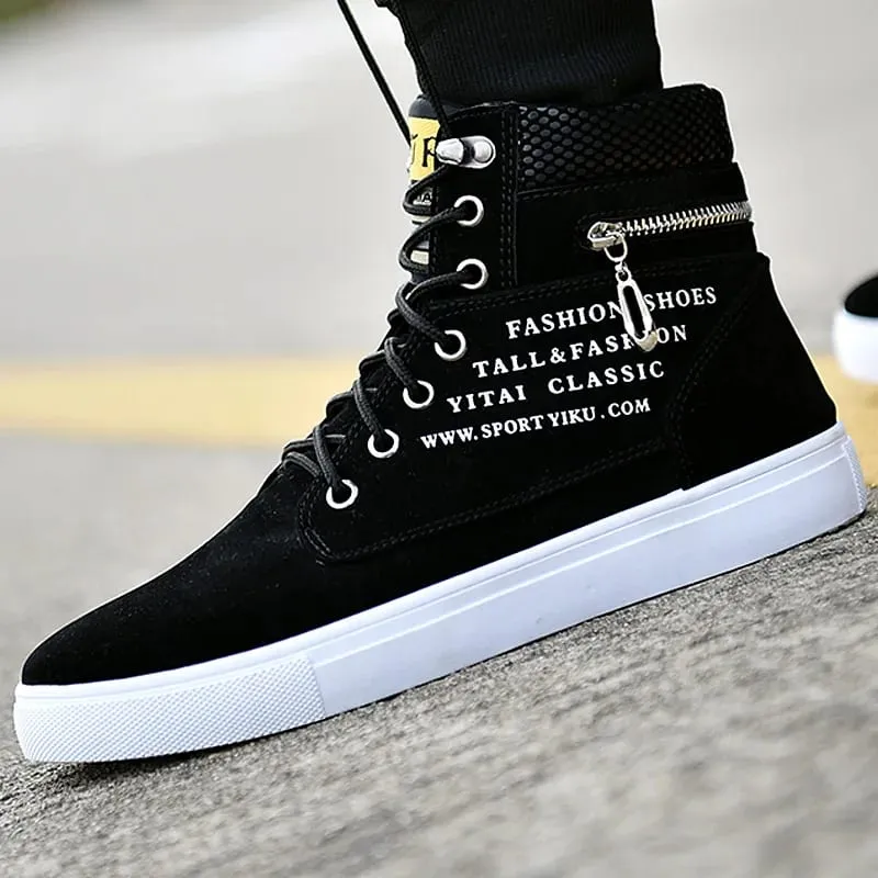 Μαύρα Vulcanized Sneakers Ανδρικά Flat άνετα παπούτσια Lace up Zapatillas Hombre Φθινοπωρινή Άνοιξη Ψηλά Αθλητικά Παπούτσια Plus Size 38-48