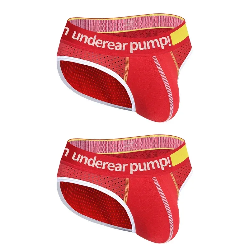 Men's Low Waist Slimming Mesh Briefs U Convex Pouch Elastic Waistband Breathable Colorful Jockstrap Underwear