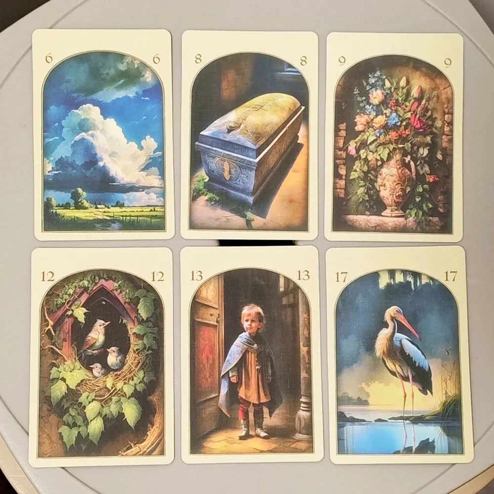 9*6cm Medieval Lenormand Oracle Deck 36 Pcs na Card na Naka-print sa 350GSM Double-embossed Cardstock
