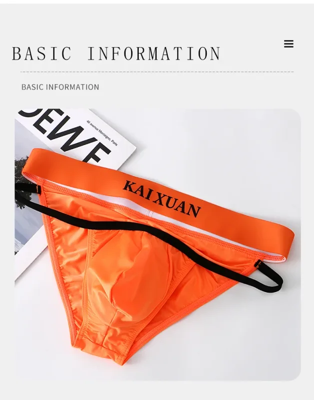 Fashion Men's Underwear Breathable Ice Silk Underpants Soft and Comfortable Briefs