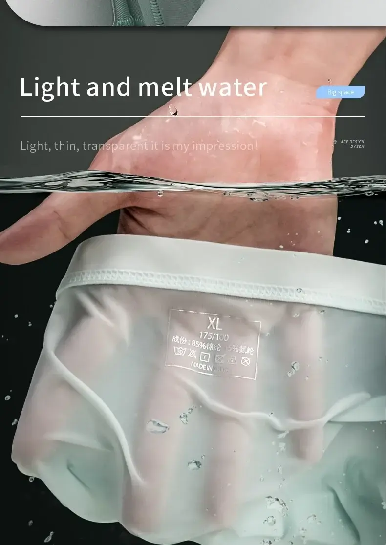 1PCS Men's Low-Waist Ice Silk Underwear Summer Charm Triangular Pants Individuality Comfortable Breathable Men's Underpants
