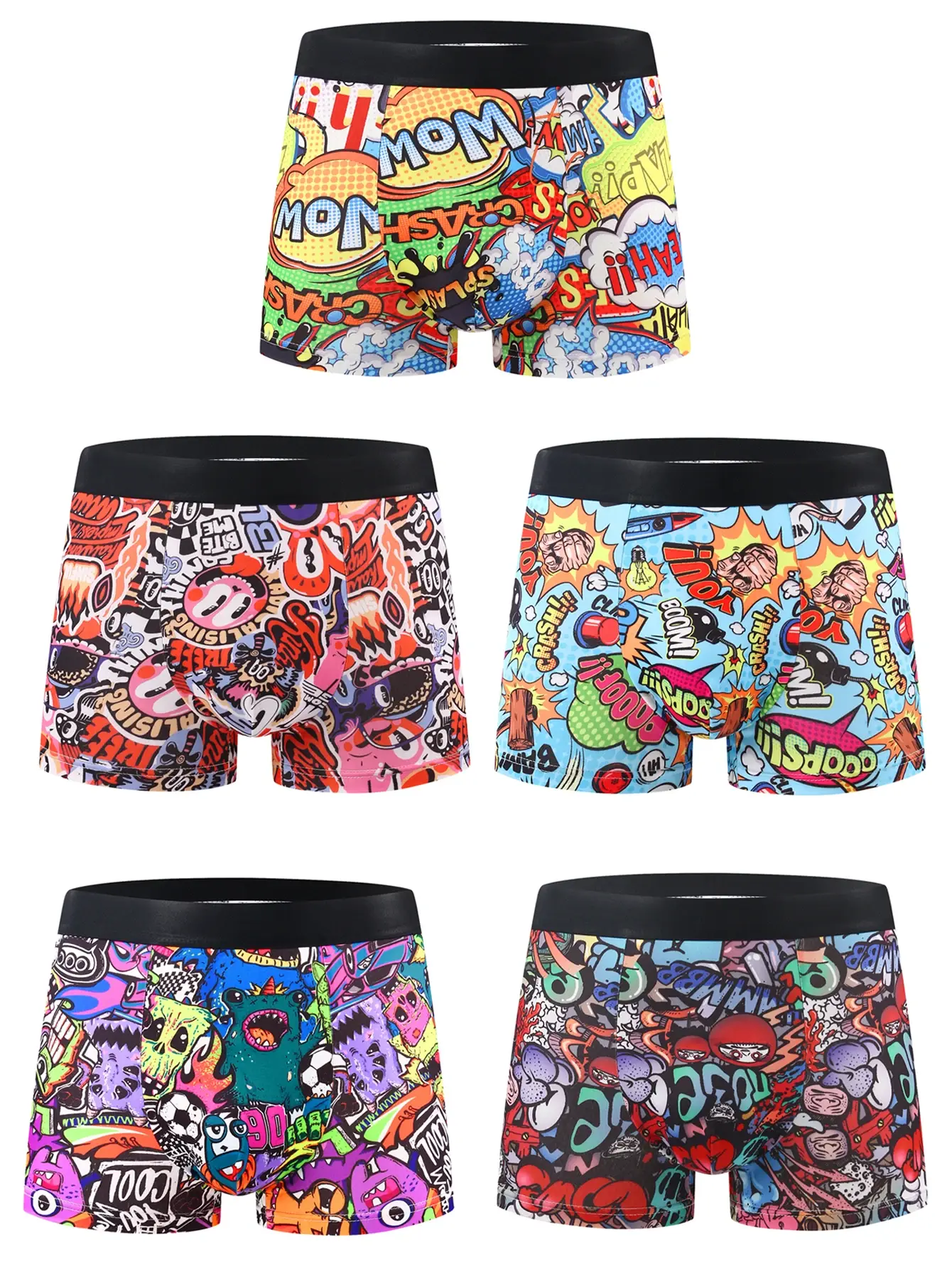 10-Pack Fashionable Men's Boxer Shorts, Comfortable, Soft, Fashionable, Printed, Casual and Versatile Men's Underwear
