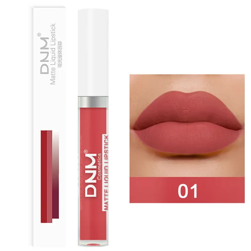 DNM 19 צבע שפתון נוזלי קטיפה מט עמיד למים לא קל לדהות איפור ליפגלוס סגול אדום עירום גוון שפתיים קוסמטיקה