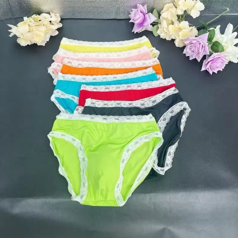 Breathable Ice Silk Men's Underwear Lingerie Low Waist Men's Lace Trim Briefs Panties U-Convex Pouch Brief Youth
