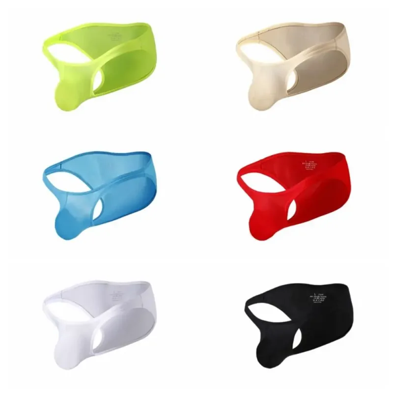 Quick-Dry Ultra-Thin Ice Silk Briefs Low Waist Seamless Men Underwear U-Pouch Lingerie Mesh Panties Travel
