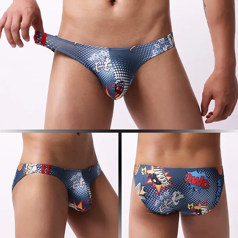 Men's Underwear Breathable Panties Fashion Printed Underpants Low Waist Lingerie Briefs