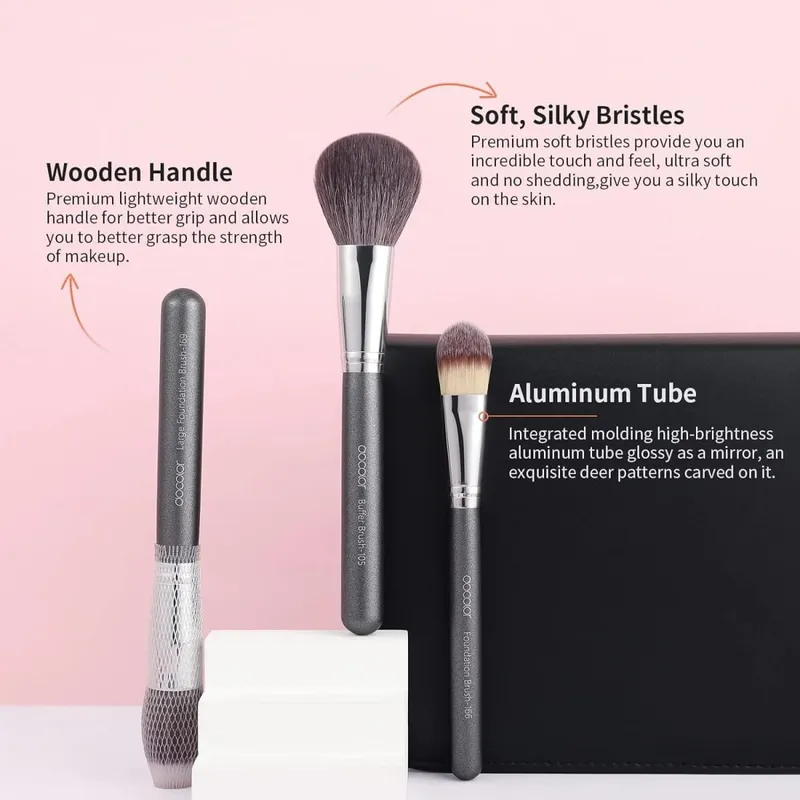 Docolor Professional Makeup Brushes Set 29pcs Natural Hair Foundation Powder Contour Eyeshadow Concealer na may PU Leather DA2901