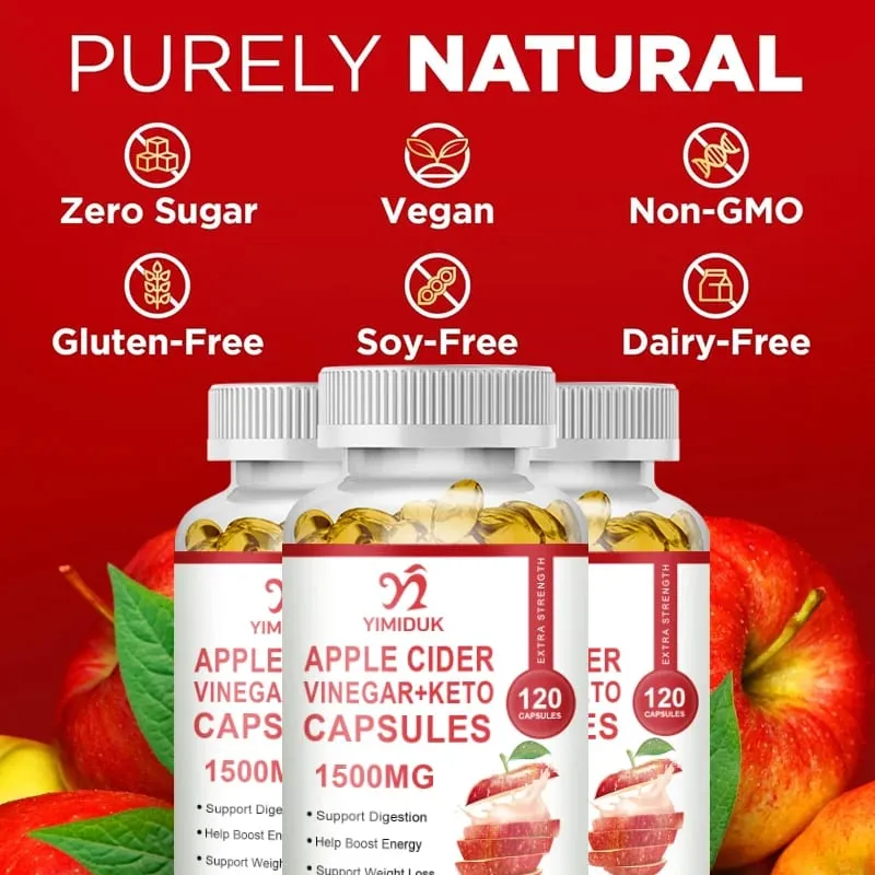 Apple Cider Vinegar Supplements with Mother - 1500 mg - ACV Capsules for Digestion Keto Cleansing and Balanced Nutrition