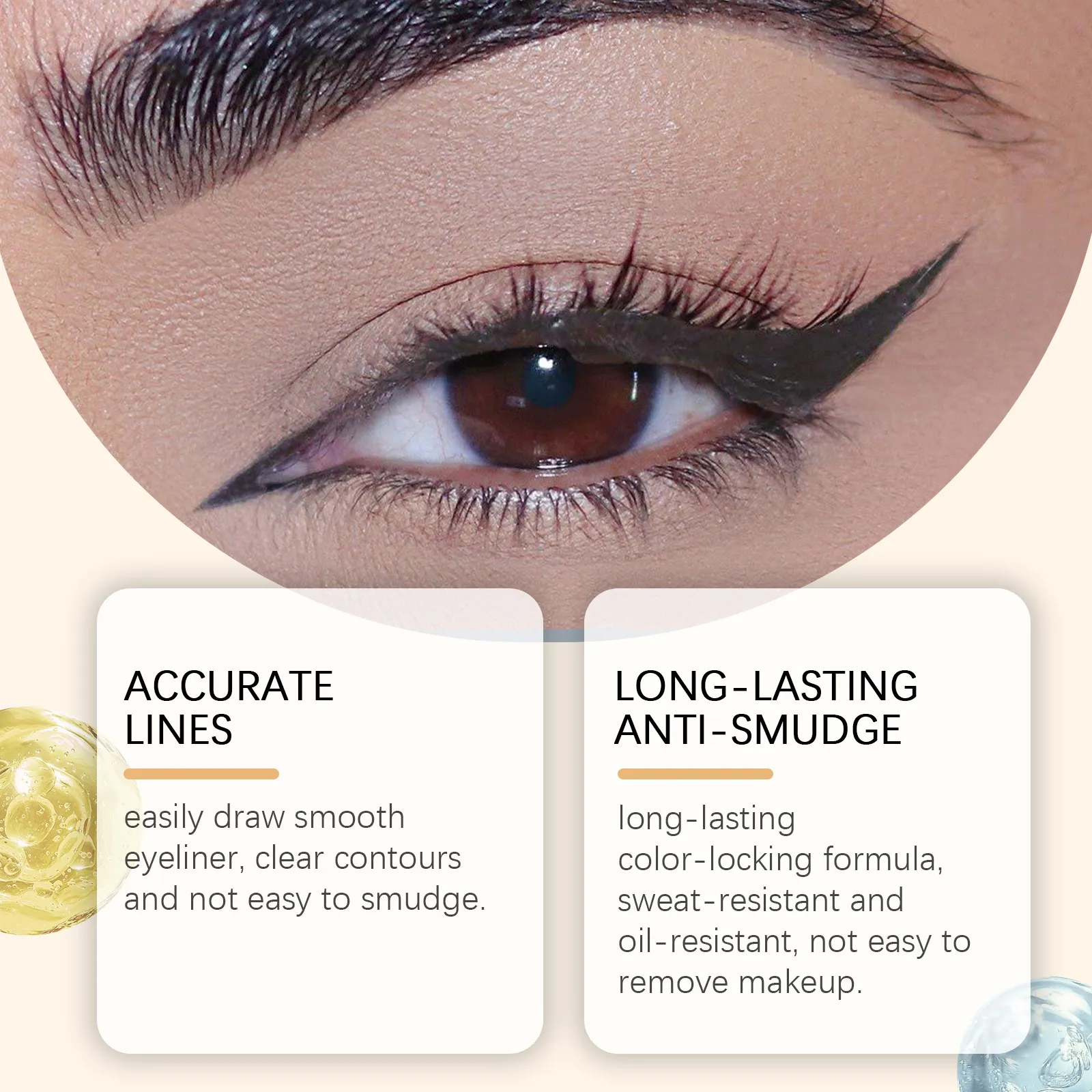 Zephoco Gel Eyeliner Pen Vízálló Smooth Eye Smink Hosszan tartó izzadságálló, olajálló Smudge Proof Eye Liner Ceruza smink