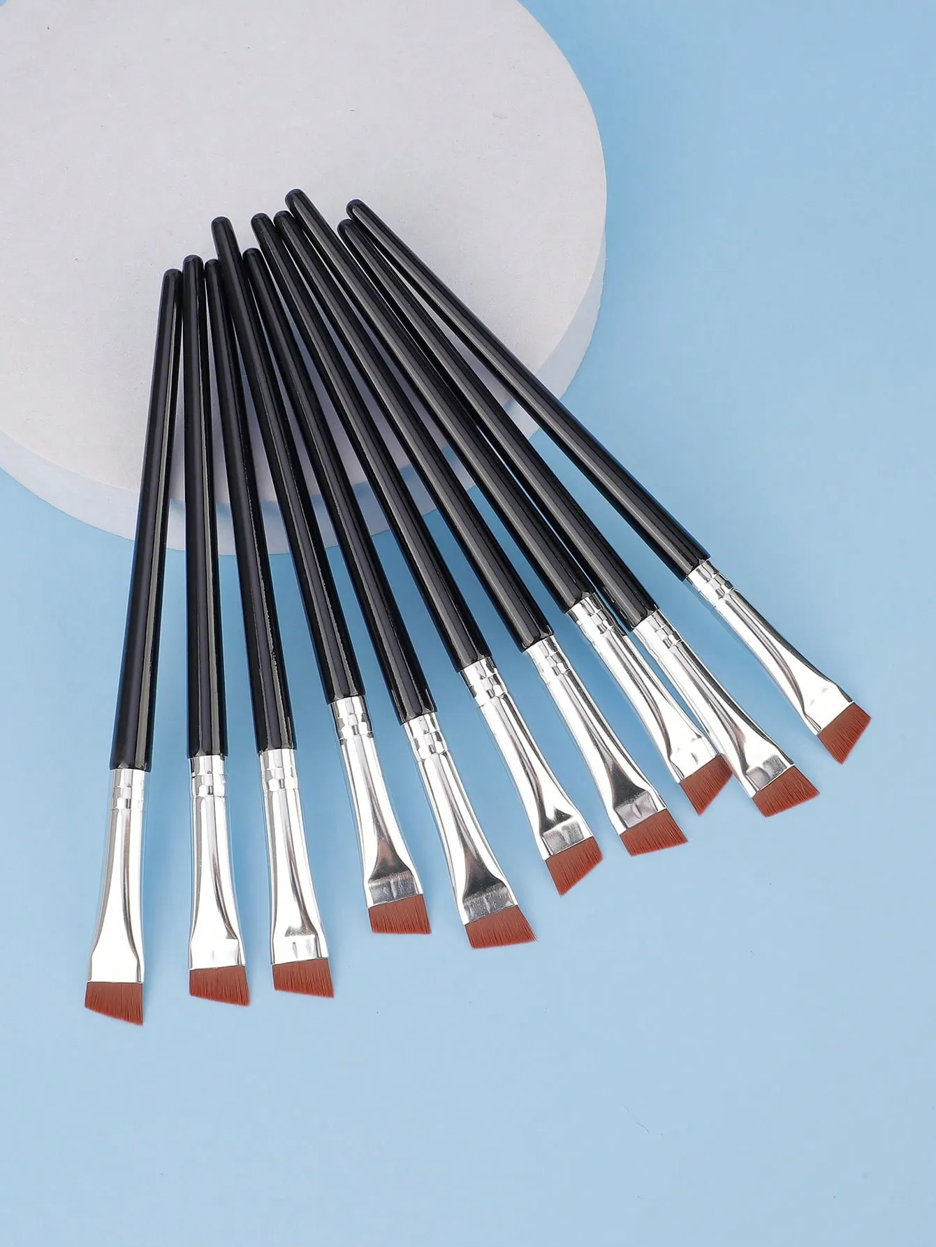 10 Stuks Schuine Wenkbrauwborstels Wenkbrauw Tint Borstel Platte Taps toelopende Wenkbrauw Concealer Borstel Oogmake-up Kwasten
