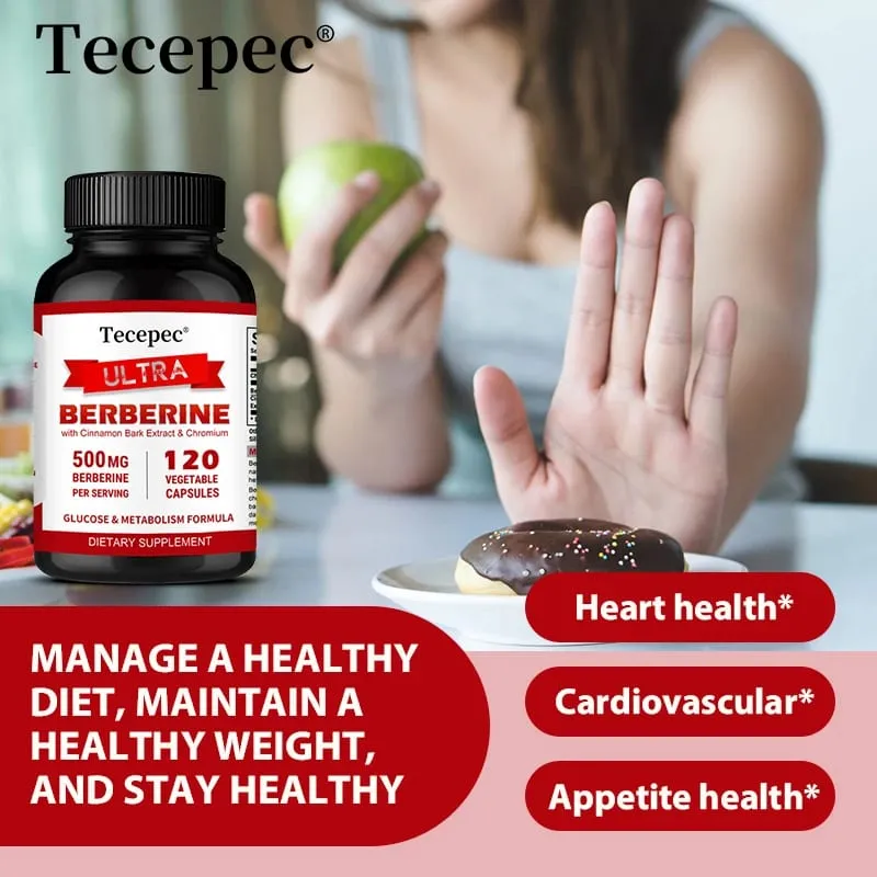 Berberine HCl 500mg Capsules na may Ceylon Cinnamon Support Metabolism Cholesterol Cardiovascular GI at Daily Immune Wellness