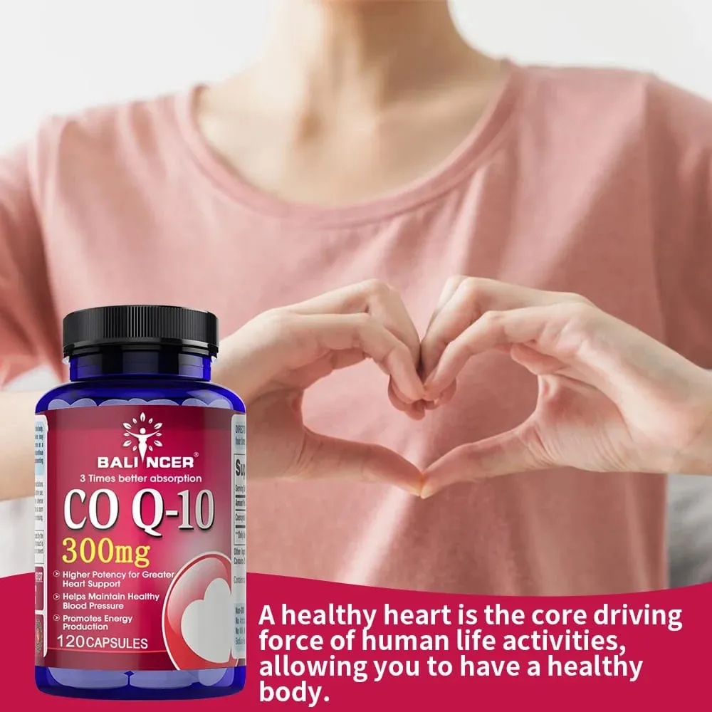 CoQ10 Κάψουλες 300 mg - Αντιοξειδωτικό Υψηλής Απορρόφησης Καρδιαγγειακή Καρδιά Ενεργειακή Υποστήριξη Vegan Non-GMO Χωρίς γλουτένη