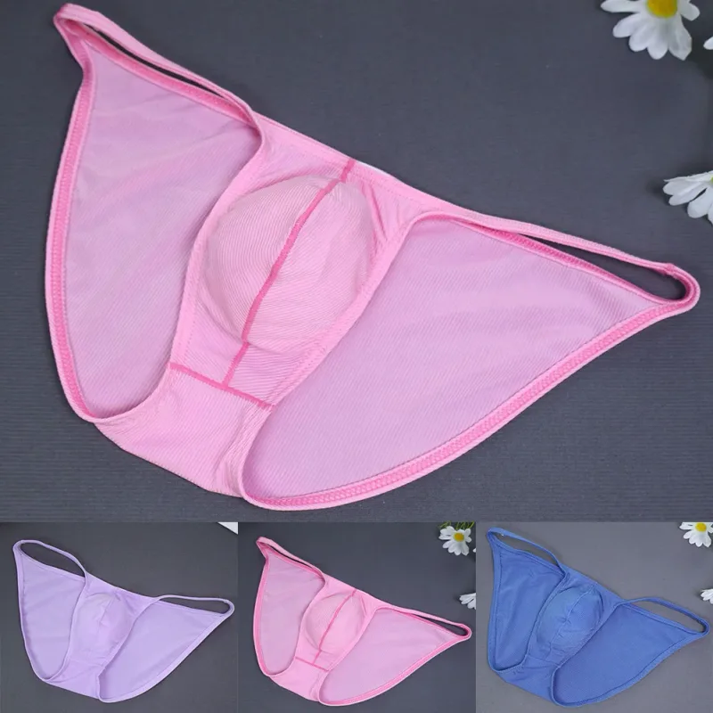 1pc Men Ribbing High Fork Underwear Brief U Convex Pouch Low Rise Panties Solid Color Breathable Comfortable Underpants