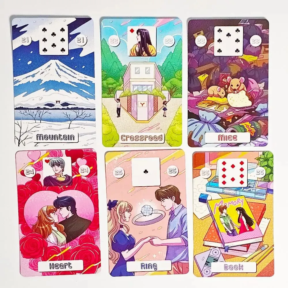 חזרה לשנות ה-80 חפיסת Lenormand 9*6 ס"מ מודפסת על 350GSM Cardstock בלט כפול 36 יחידות כרטיסי Lenormand + 2 כרטיסים מיוחדים