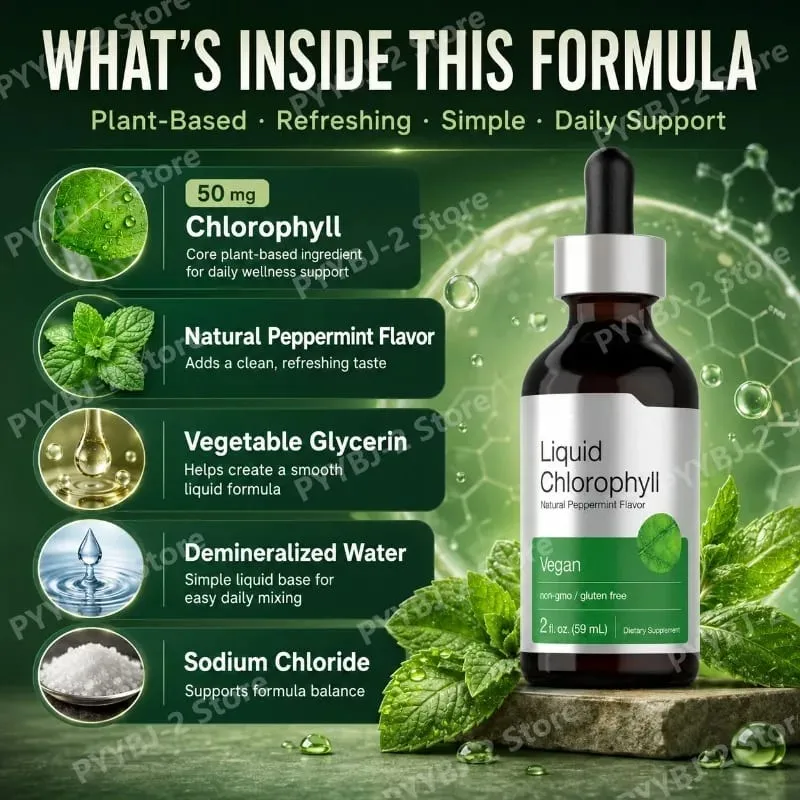Chlorophyll Liquid Drops Μέντα Γεύση 59ml με Φυτικό Εκχύλισμα Φυσικό Συμπλήρωμα Διατροφής Μείγμα με νερό για κατανάλωση