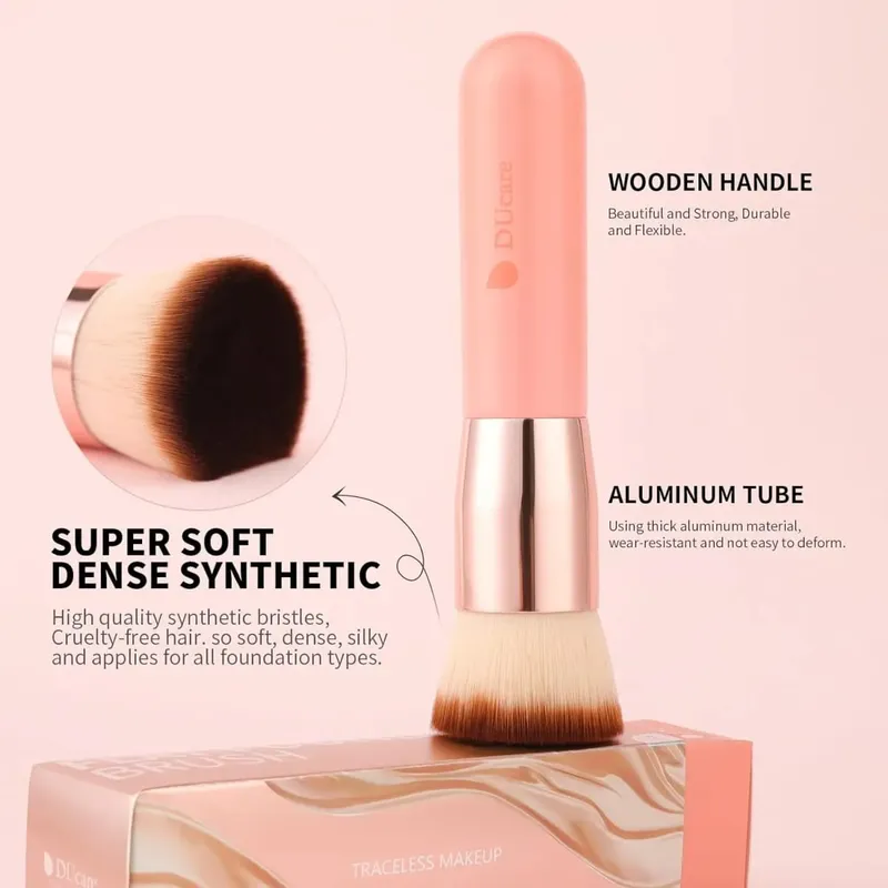 DUcare Foundation Brush Flat Top Kabuki Makeup Brush Συνθετική Τρίχα Υγρή Ανάμειξη Ορυκτών Σκόνη Buffing Stippling Καλλυντικά