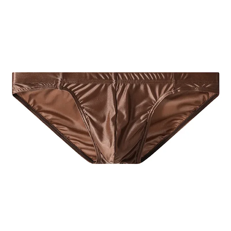 Luxury Satin-like Men Underwear Ice Silk Thin Smooth Briefs Sexy Breathable Underpants U Bulge Pouch Quick Drying Panties Cuecas
