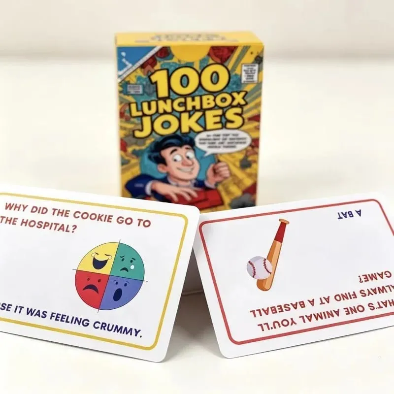 Best Seller 100 Lunchbox Jokes Χάρτινες κάρτες Φορητές αστείο παιχνίδι καρτών αστείου για παιδιά Οικογενειακό πάρτι Καθημερινή ψυχαγωγία