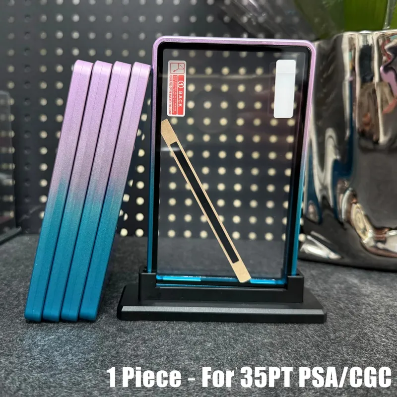 Casing Logam Tempat Pelindung Kartu Perdagangan Aloi Aluminium Warna Gradien Multiwarna untuk Kartu Bertingkat 35PT PSA CGC