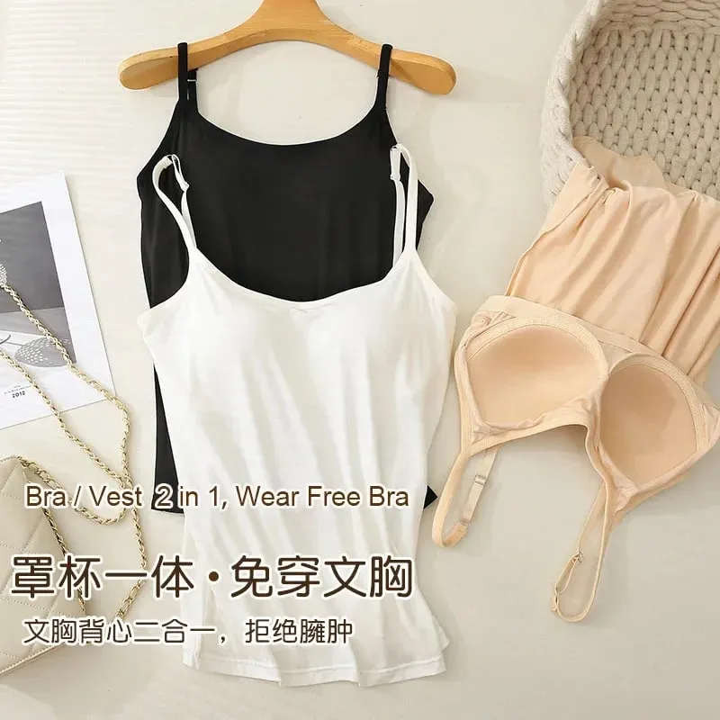 M-3XL Για 35-85kg Modal Plus Size Tank Top with Fixed Cup γυναικείο στήθος με επένδυση εξωτερικά εσώρουχα με κάτω μέρος Χωρίς ένδυση