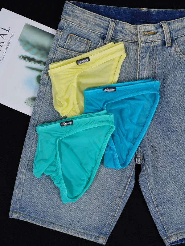 1 PCS Men's Ice Silk Ultra-Thin Cooling Mesh Sheer Briefs, Independent U Convex Pouch, Slim Fit Barely-There Daily Underwear