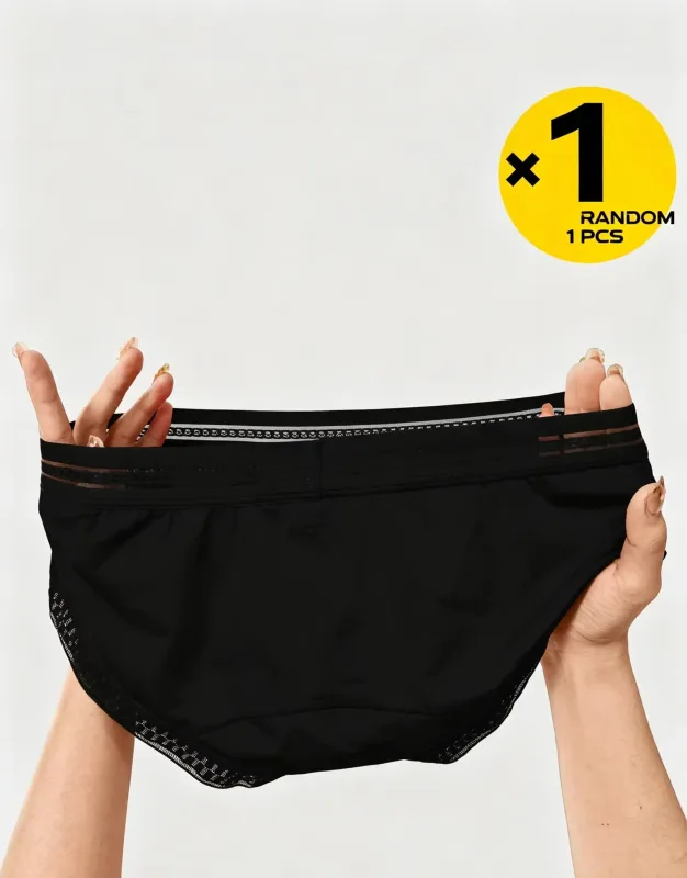 Men Briefs Underwear,High Elastic Breathable Mesh Lace Waistband Solid Color Male Underpants Comfort Slim Fit Men Random 1Pcs