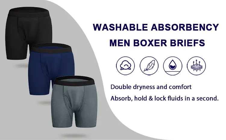 Drop shipping cotton men's incontinence underwear 200ML four-layer absorbent leak-proof menstrual incontinence underwear boxer