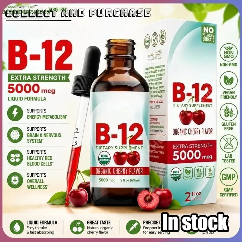 Vitamin B12 Drops 5000mcg Methylcobalamin B12 Liquid Sublingual Supplement Vegan Sugar Free Daily Daily Nutritional Support 60ml