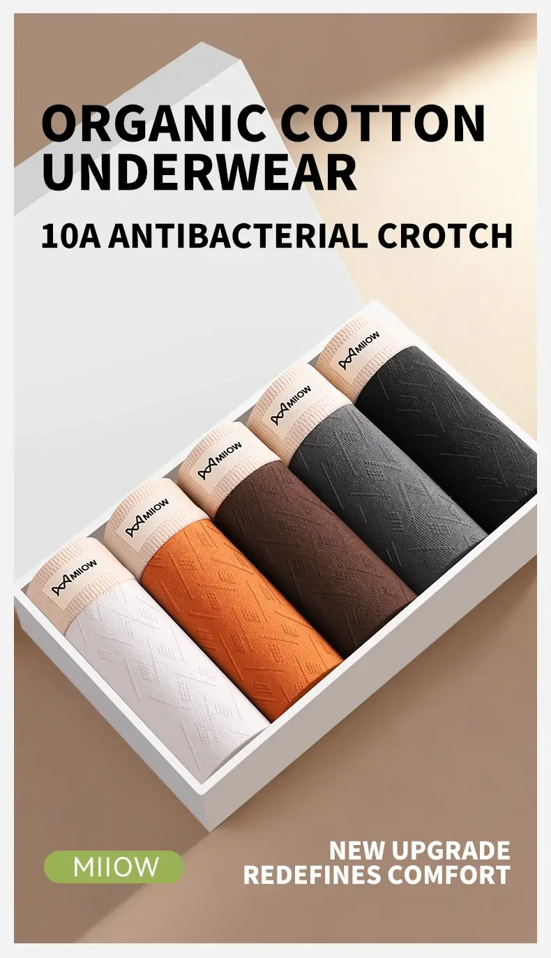 MiiOW 3Pcs Cotton Men Underwear 10A Antibacterial Crotch Men's Panties Breathable Mesh Man Underpants Softness Mens Boxer Briefs