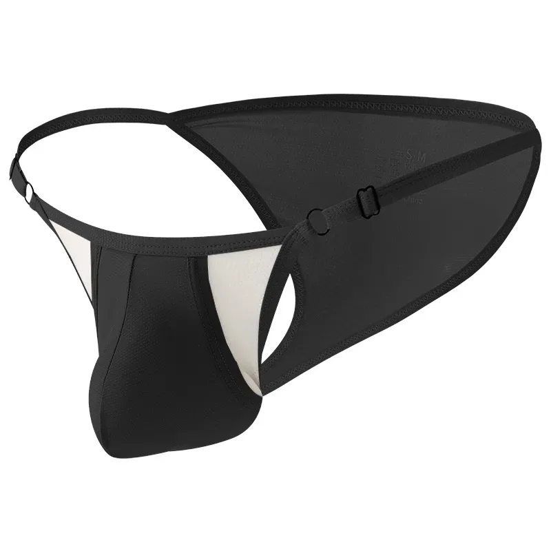 Men's Ice Silk Briefs with Open Front And Adjustable Waist - Summer Sexy Breathable Underwear for Comfortable Fit