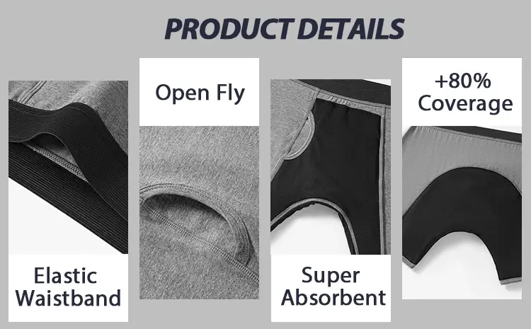 Overnight Urinary Men Boxers Ultra-Absorbent Panties Incontinence Underwear Maximum Absorbency Briefs Leak Proof Cotton Shorts