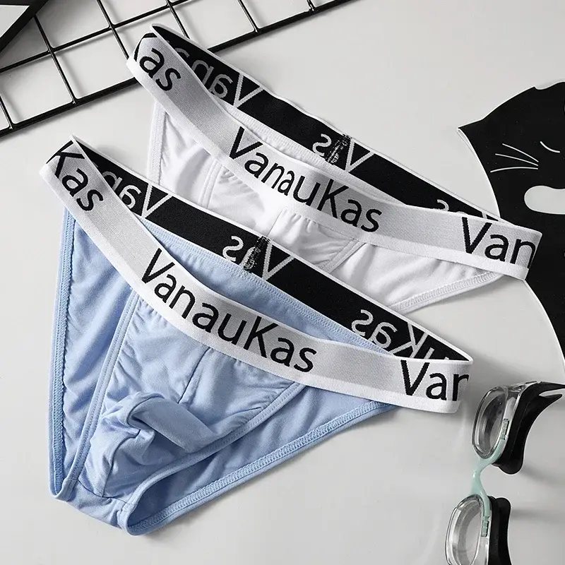 New Men's Underwear Briefs High-Cut Small Triangle Underpants Sexy Low-Rise Hollow Out Cotton Panties with Elastic Waistband