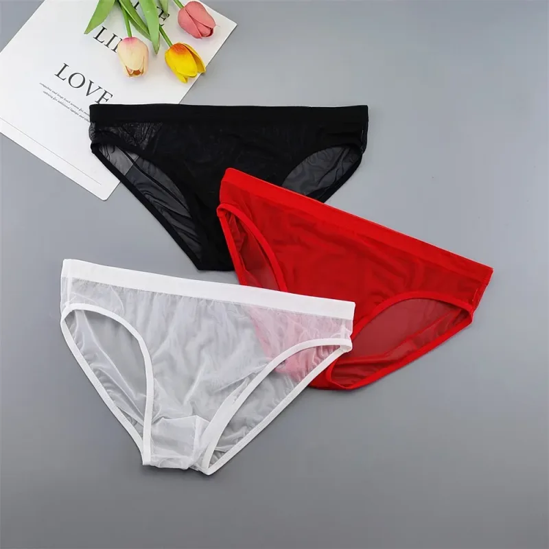 Plus Size Transparant Ondergoed Zien Door Sexy Slips voor Mannen met Zakje Nylon Hombre Slips Ademend Heren Slipje XL-4XL