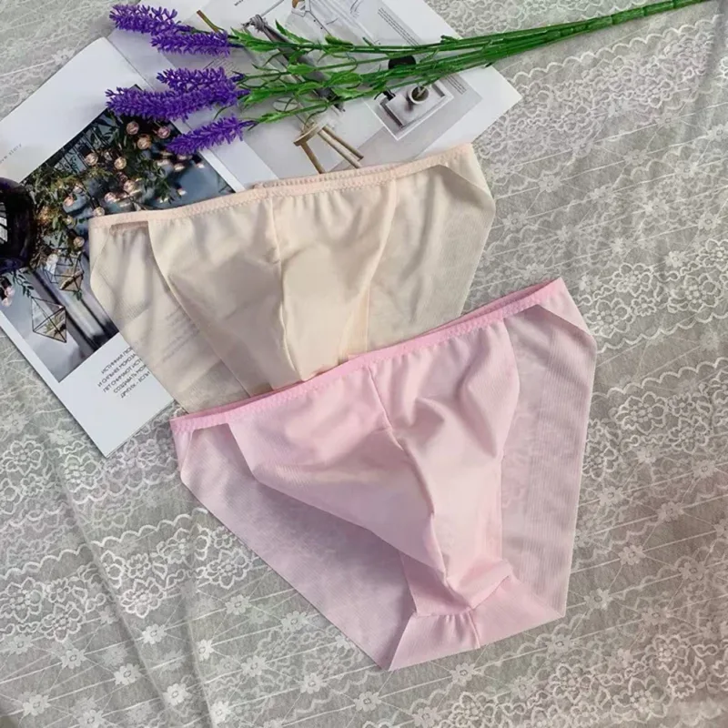 Comfortable Bulge Pouch Men High Cut Transparent Underwear Mesh Panties Underpants Fashion Seamless Lingerie Man