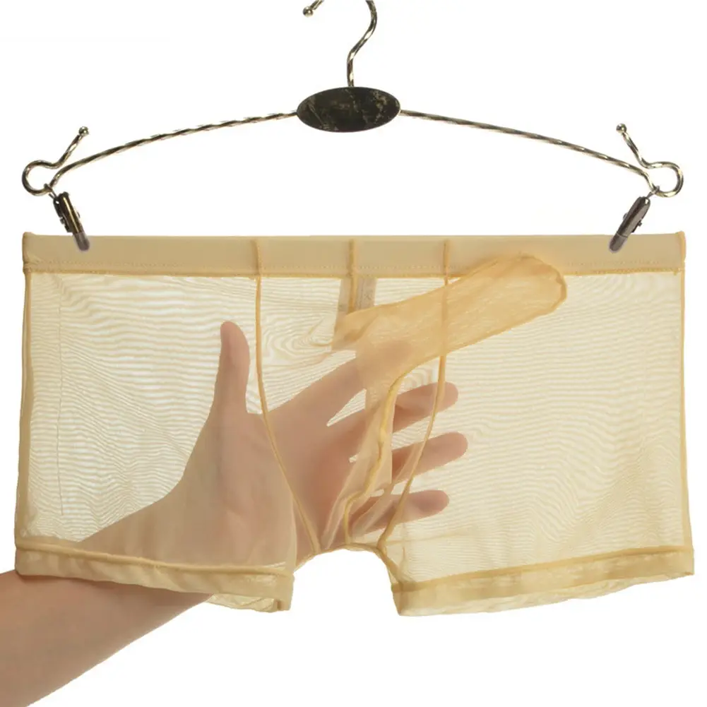 Sexy Mannen Mesh Transparant Lichtgewicht Ondergoed Zien Door Ademende Boxer Slips Slipje Bullet Scheiding Mannelijke Boxer Slipje