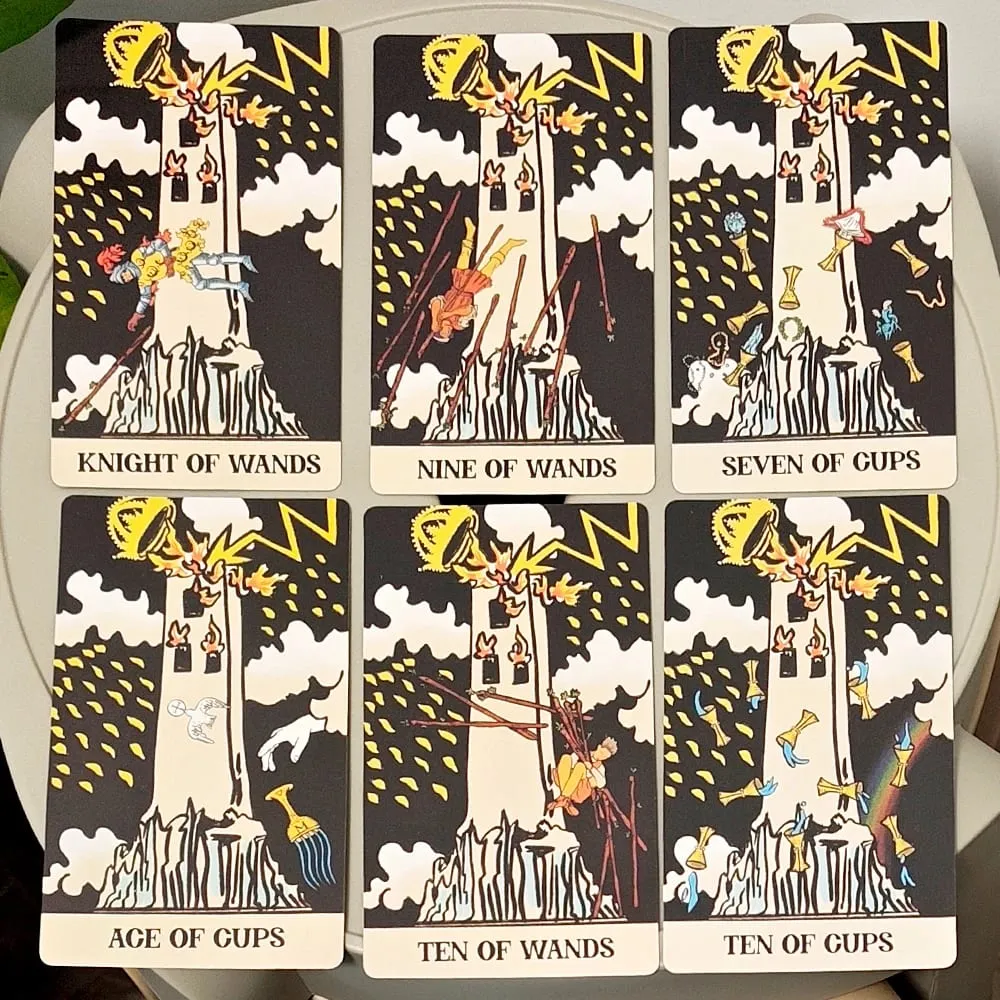 12*7cm Tower Takeover Deck Tarot in Rigid Box Μοναδικό σετ Ταρώ 79 καρτών για Μεταμόρφωση & Απελευθέρωση Διπλό ανάγλυφο