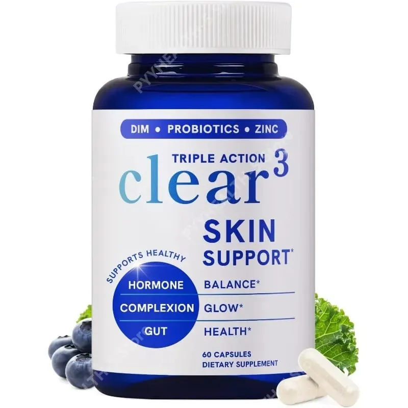 Συμπλήρωμα Clear³ Skin Support with DIM Probiotics & Zinc – Healthy Skin & Gut Nutritional Support 60 Κάψουλες