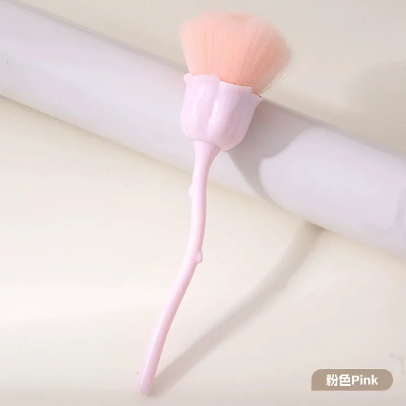 Kuas Rias Bentuk Bunga Mawar Kuas Bedak Longgar Rias Bulat Kuas Penghilang Debu Pemoles Kuku Manikur Alat Rias Kecantikan