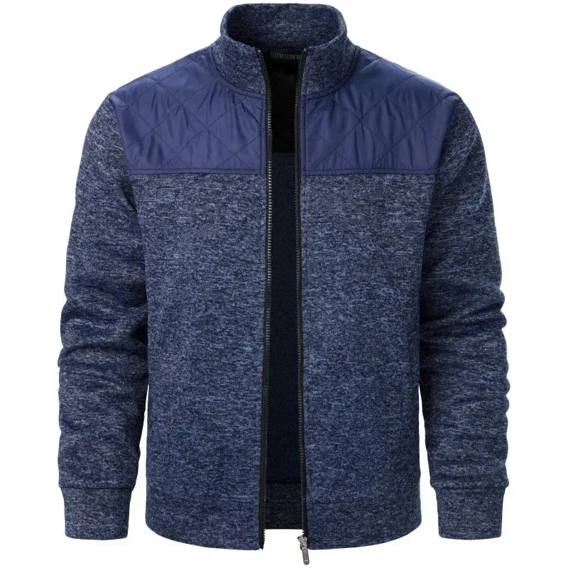 Panlalaking Tagpi-tagping Sweatshirt Stand Collar Jacket Slim Fit Cardigan Streetwear Kasuotang Pang-sports Casual Zip Up Coat Panlabas na Tracksuit na Panlalaki