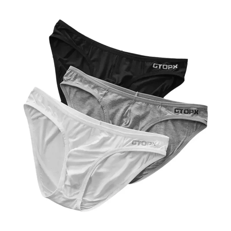3Pack Mens Underpants Low Waist Briefs U Convex Bag Moisture-wicking Comfortable Sexy Mens Bikini 3256812265867383