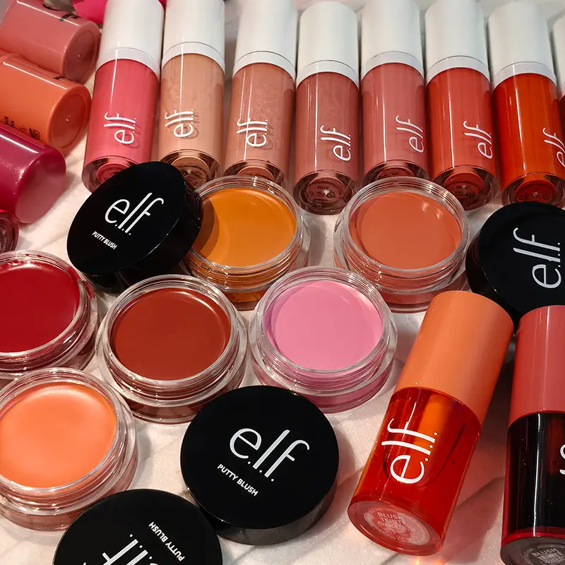 Hot Sale New Elf Bubblegum-Cherry Mango-Watermelon Lasting Moisturizer Lip Gloss Lip Balm & 8 Colors Cream Blush Brand Cosmetics