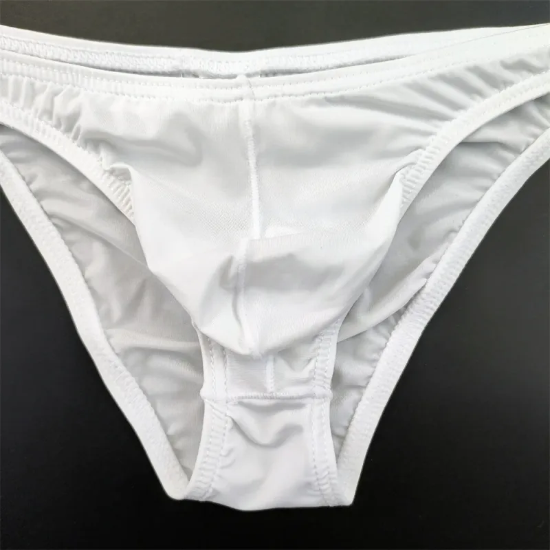 5Pcs New Youth Men's Ice Silk Brief U Pouch Underwear Low Waist Ultra Thin Transparent Underpants Sexy Plus Size Male Panties